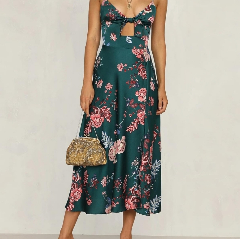 Satin floral dress